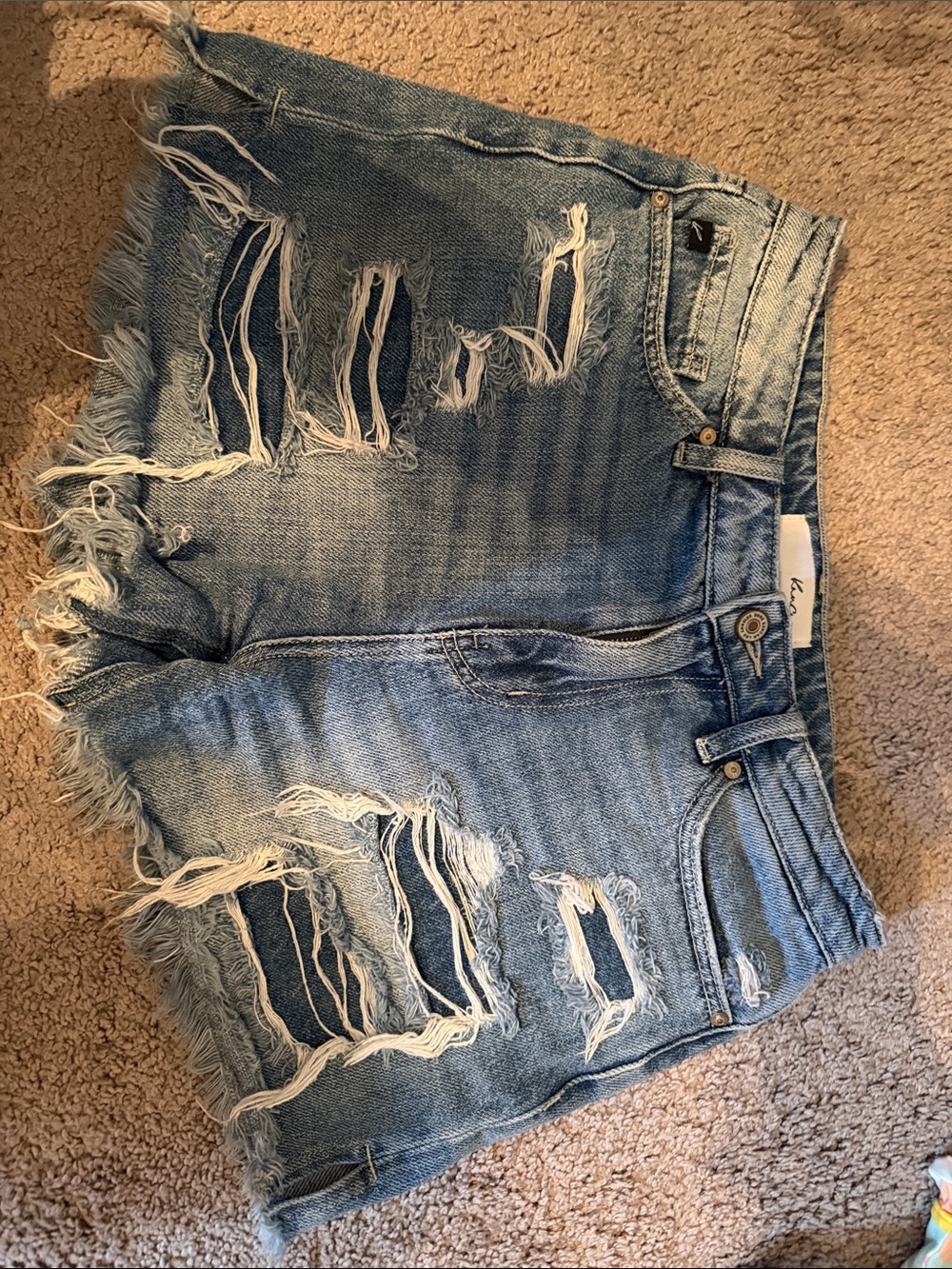KanCan Light Blue Distressed Denim Shorts